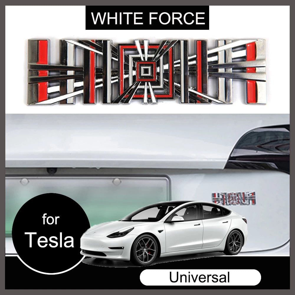 For Tesla Model 3/Y/X/S Plaid Logo Stickers Universal Tail Tag Plaid Logo Grid Car Metal Letter Tail Tag Sticker Car Accessories