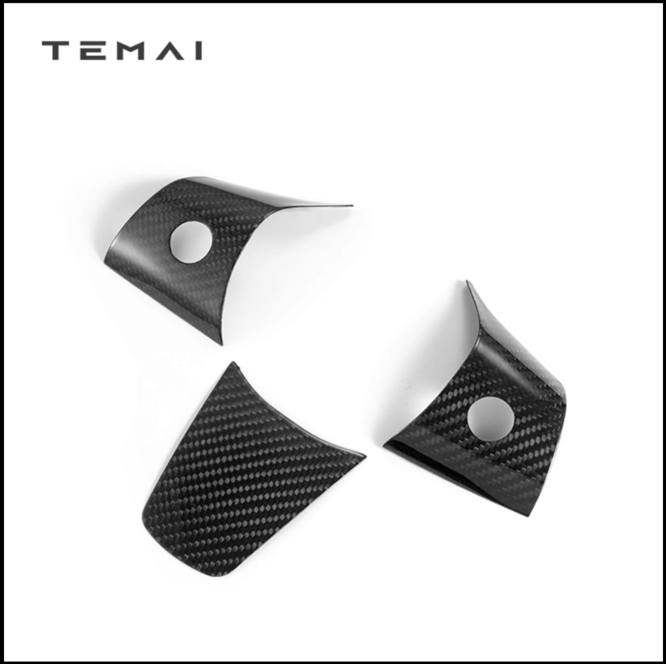 TEMAI STEERING WHEEL FRAME DECAL COVER TRIM FOR TESLA MODEL 3 (CARBON FIBER)